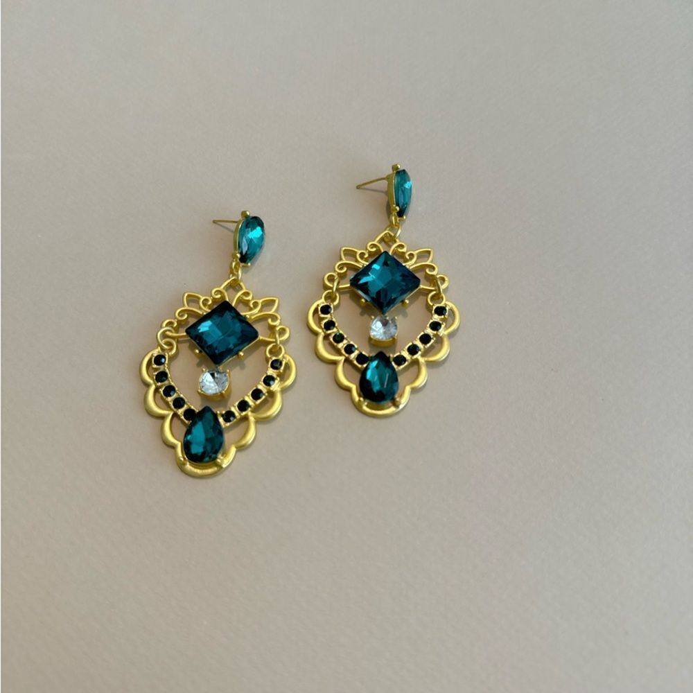 Anthropologie Gold and Teal Earrings